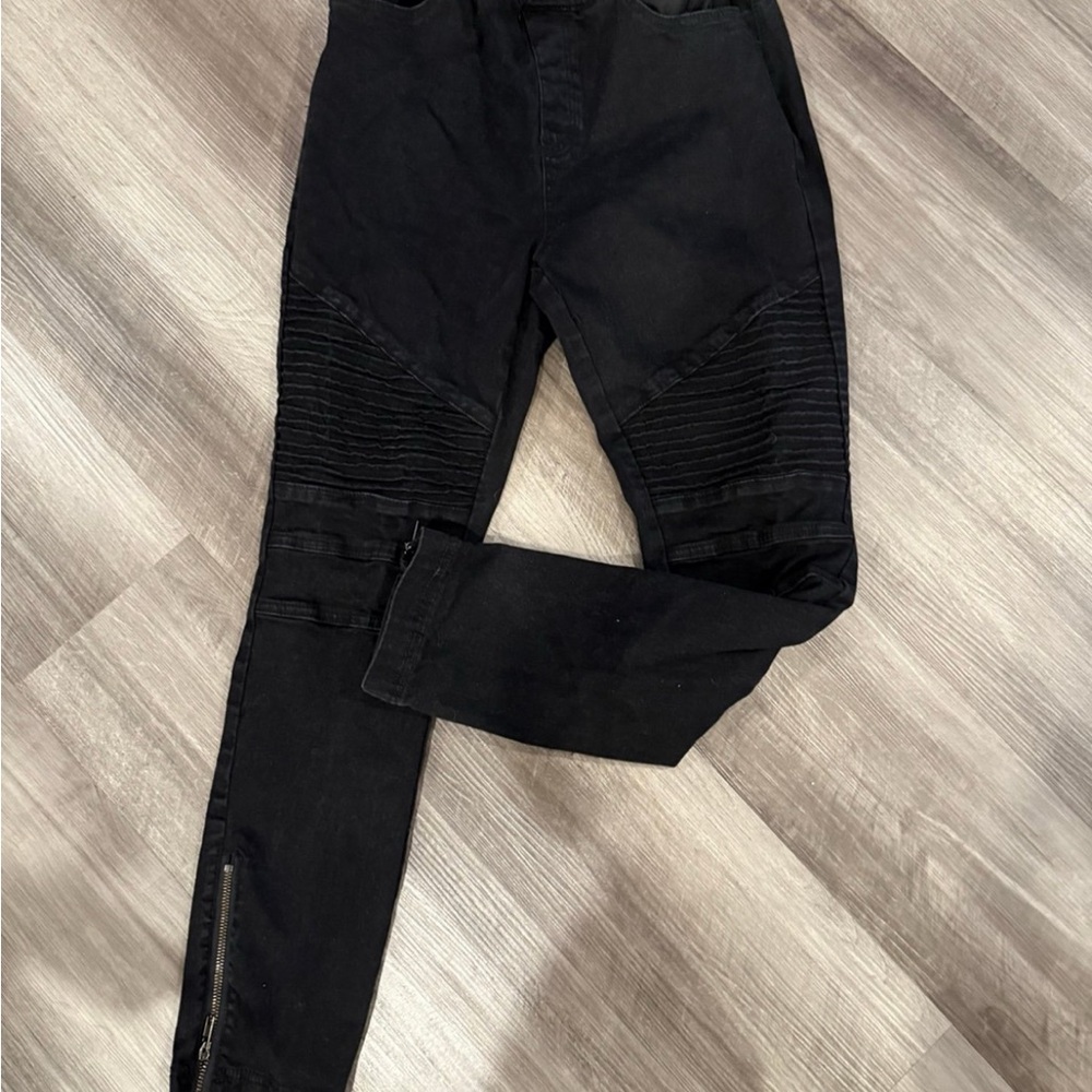 Black Moto Style Skinny Jeans
